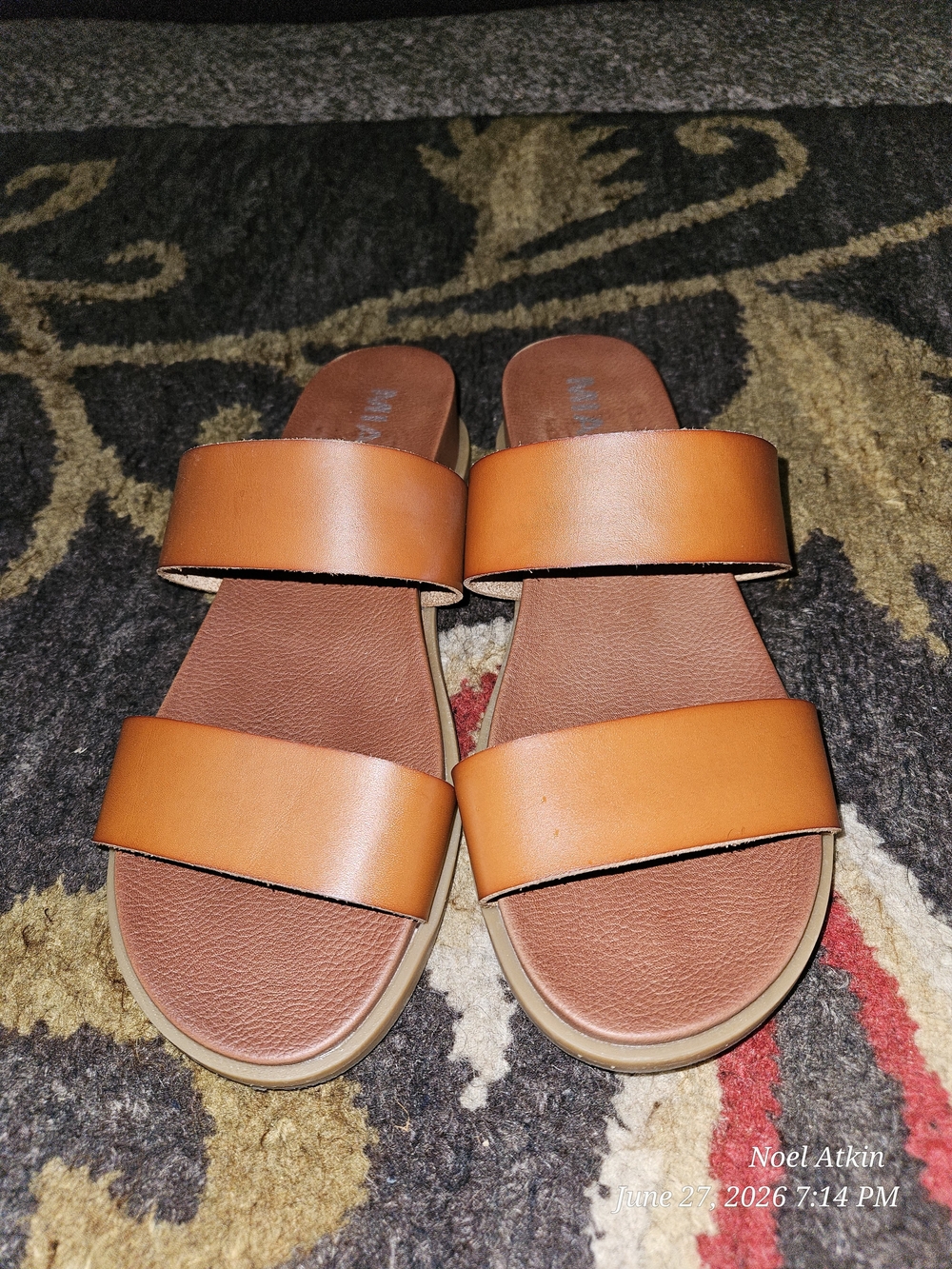 MIA Women's Cognac Double-Strap Slide Sandals